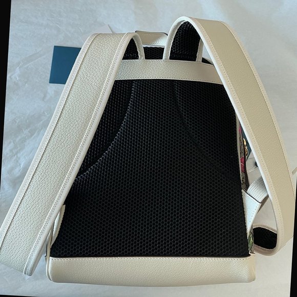 Gucci Ophidia Flora Beige White Leather Canvas Backpack Shoulder Bag Italy NEW main image 6